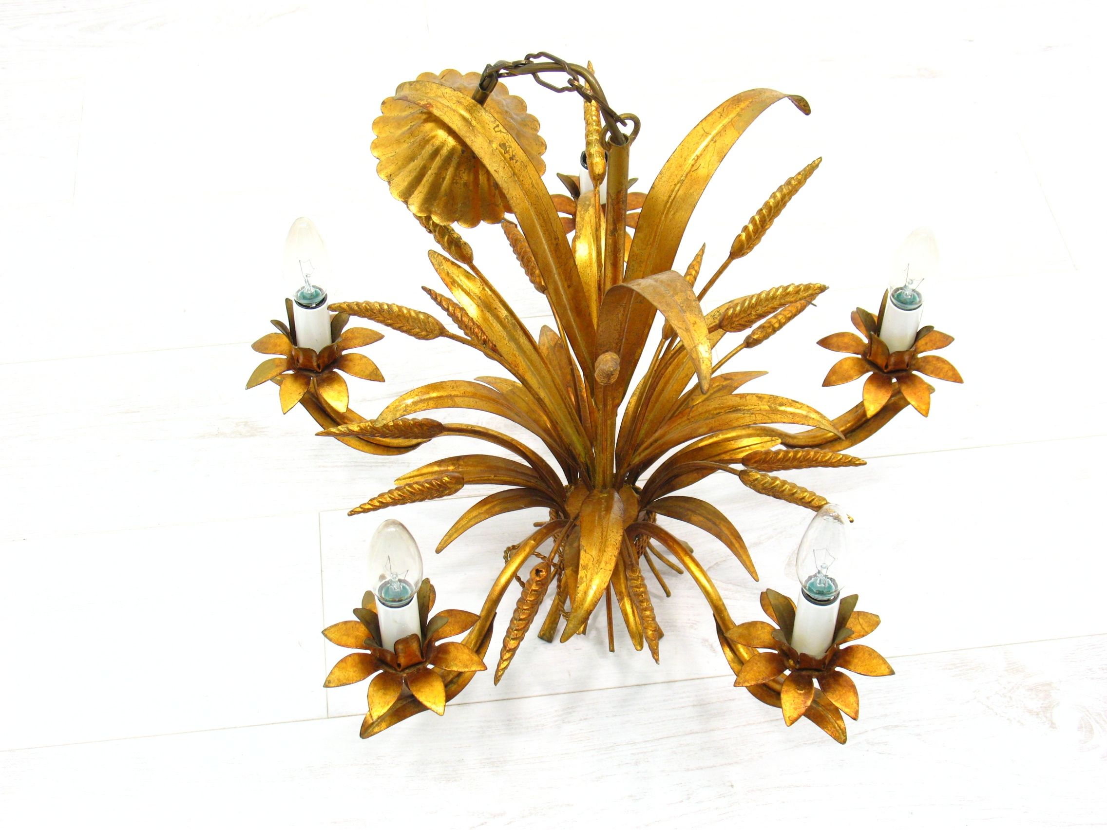 Lustre floral hollywood regency années 1970