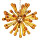 Murano Glass Sputnik Chandelier with Gold Frame and Amber Air Drops