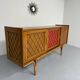 Antique French vintage 50s design wooden and rattan sideboard