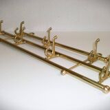 1 of 2 brass coat racks with 7 foldable hooks 1940s art-deco