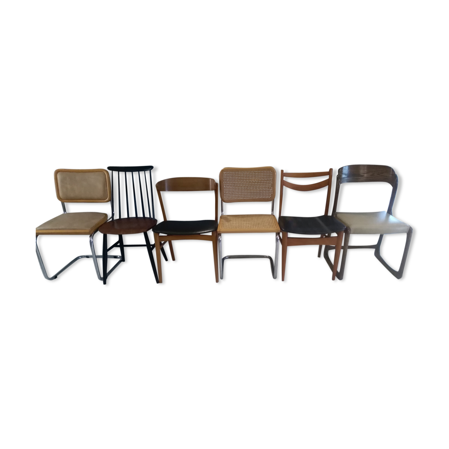 Lot of 6 mismatched chairs Breuer, Baumann