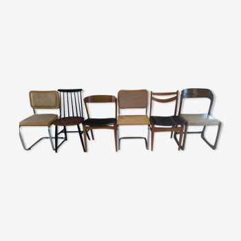 Lot de 6 chaises dépareillées Breuer, Baumann