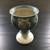 Coupe sur pied grès bleuté
