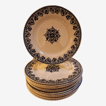12 assiettes plates, terre de fer, modèle Brienne, HB&Cie