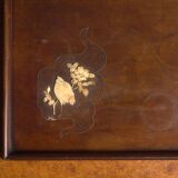 Plateau Indochine marqueterie de nacre décor d'oiseau 1900