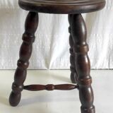 Tripod stool in turned solid wood – 80s/90s