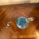 Night carafe in blue tones waffle glass with cabochon early 20th century