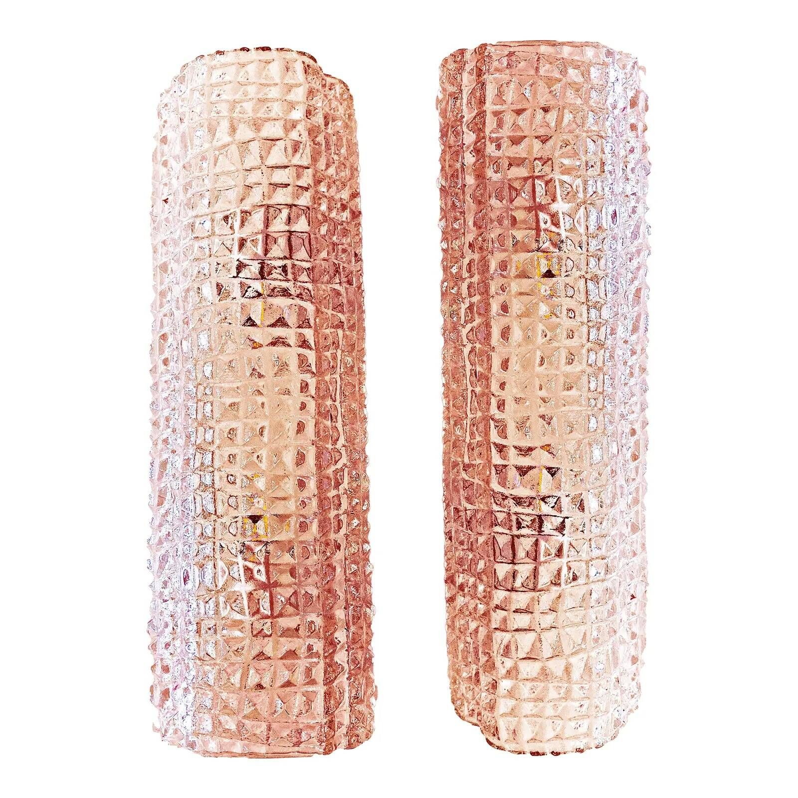 Italian Murano Glass Pink “Cocodrile” Wall Sconces in Modern Organic Style