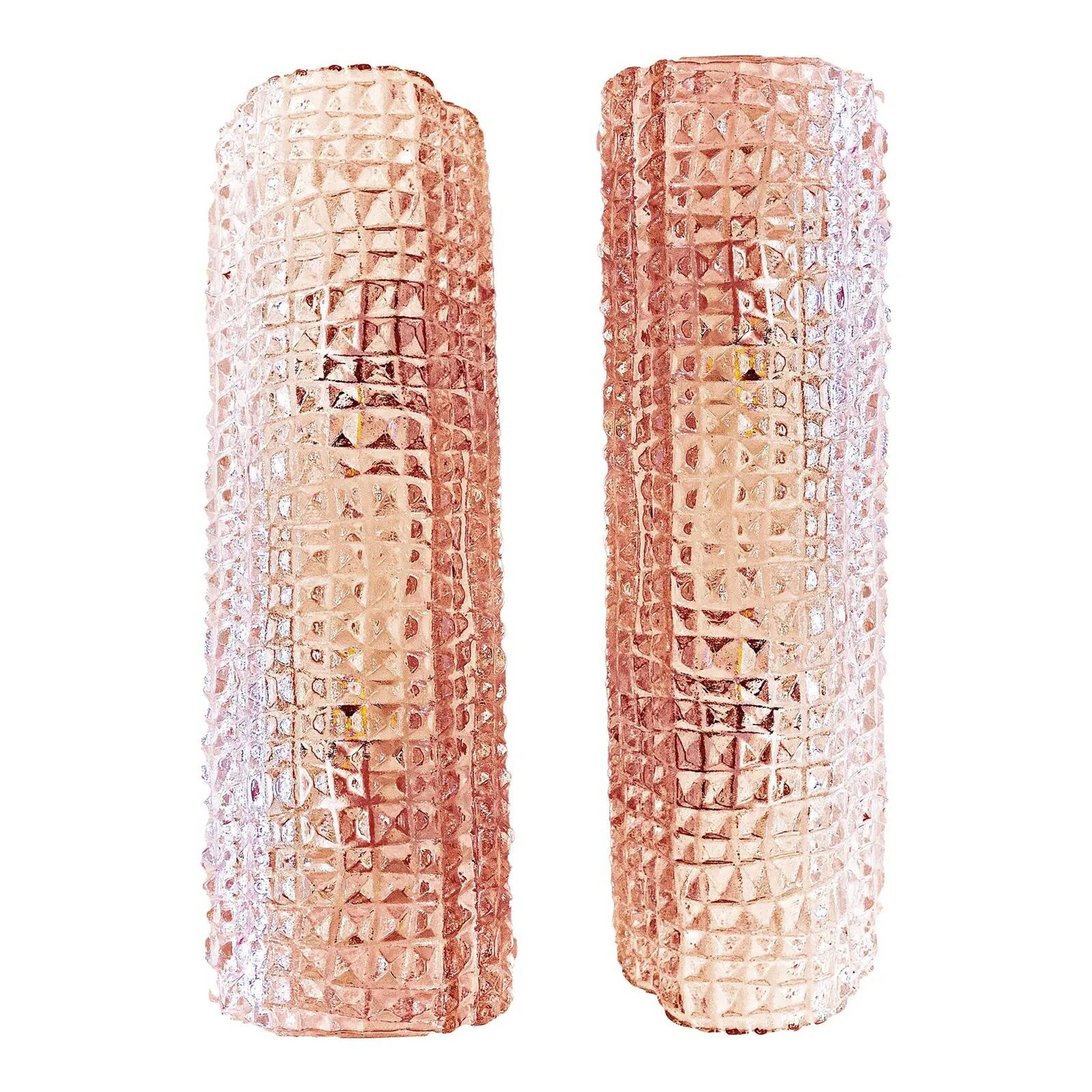 Italian Murano Glass Pink “Cocodrile” Wall Sconces in Modern Organic Style