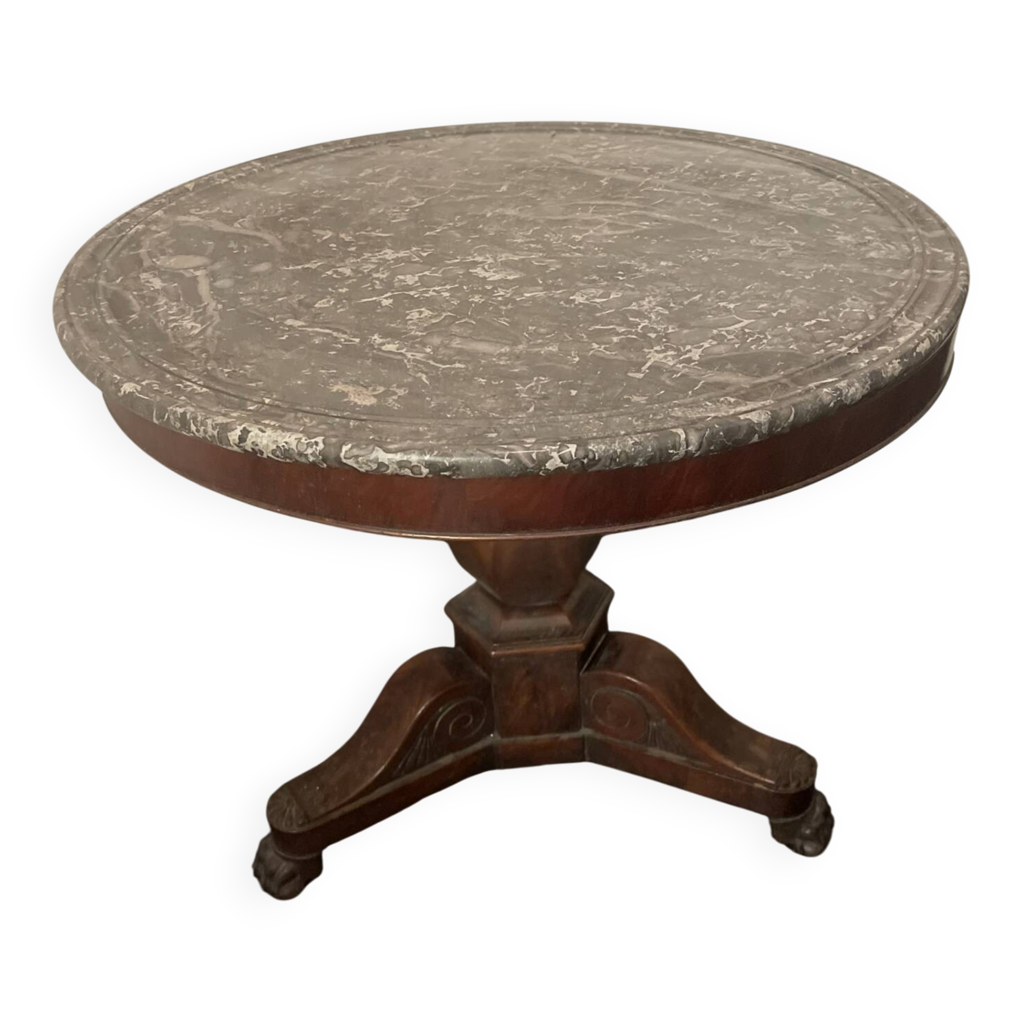 Gueridon table, 19th century, marble and mahogany