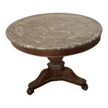 Gueridon table, 19th century, marble and mahogany