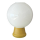 Lampe de table en verre opalin vintage avec base en bois