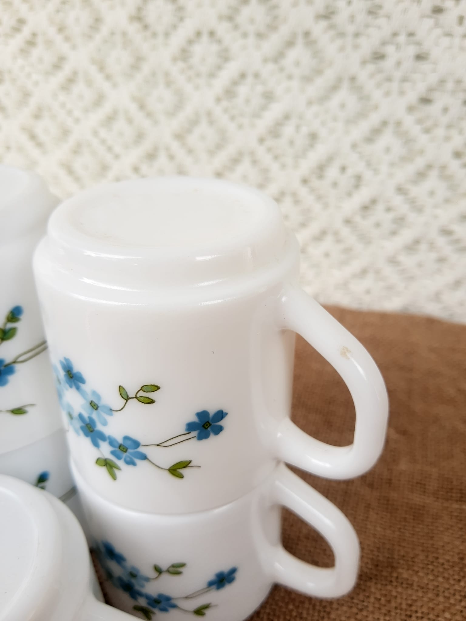 Set of 5 cups espresso Arcopal Myosotis Veronica vintage