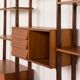 Italian freestanding wall unit or room divider in teak, 1960s