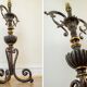 Lampe de table base, antique 1950s métal lampe de chevet en métal des années 1950