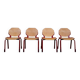 Set of 4 Design Chairs Rio Fröscher 1985 Postmodern Red Wood