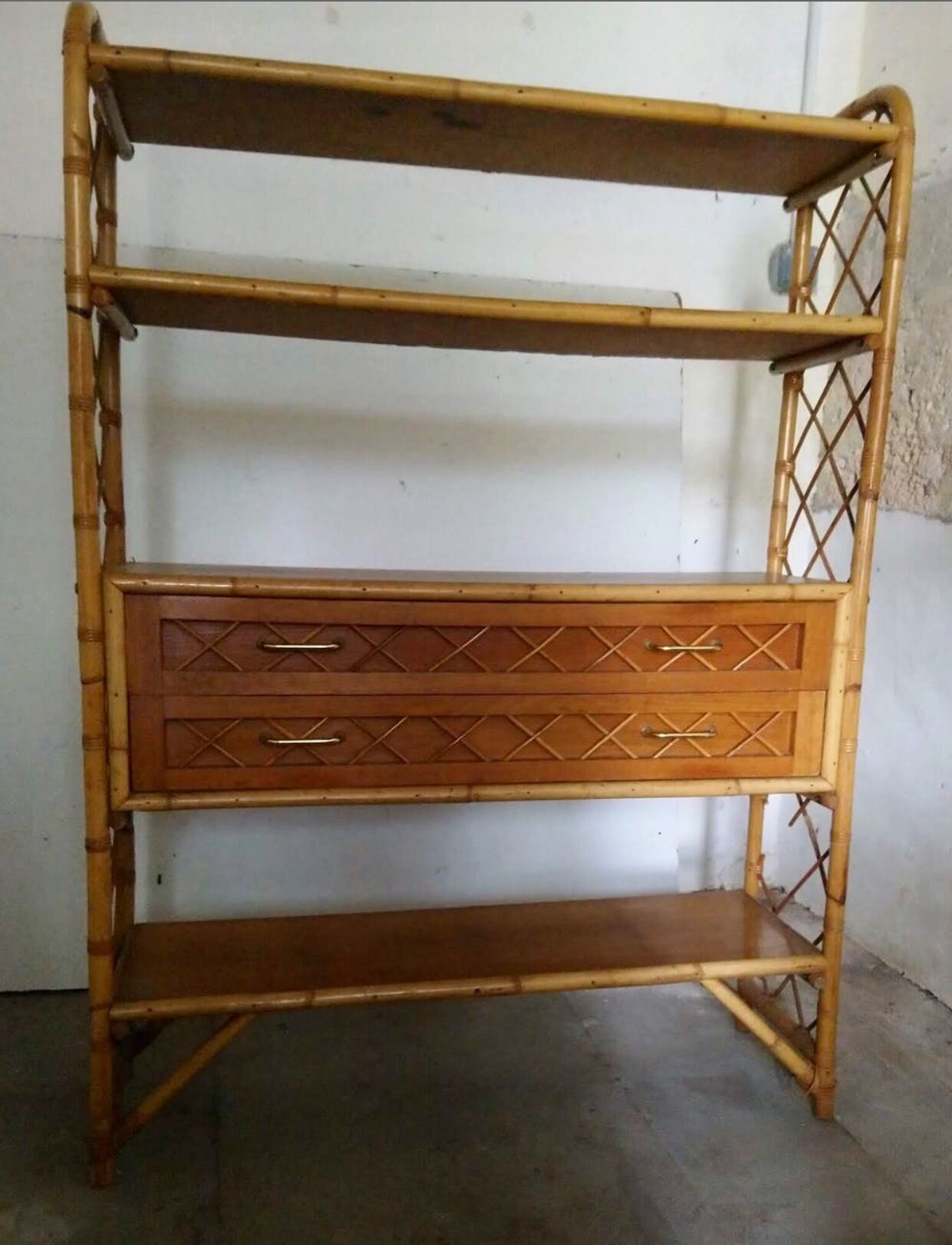 Vintage rattan library