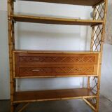 Vintage rattan library
