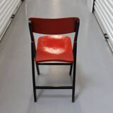 Red and black wooden folding chair By Egon Eiermann, Set of 4 chairs