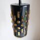 Amber blown glass and midnight blue metal hanging lamp 1960