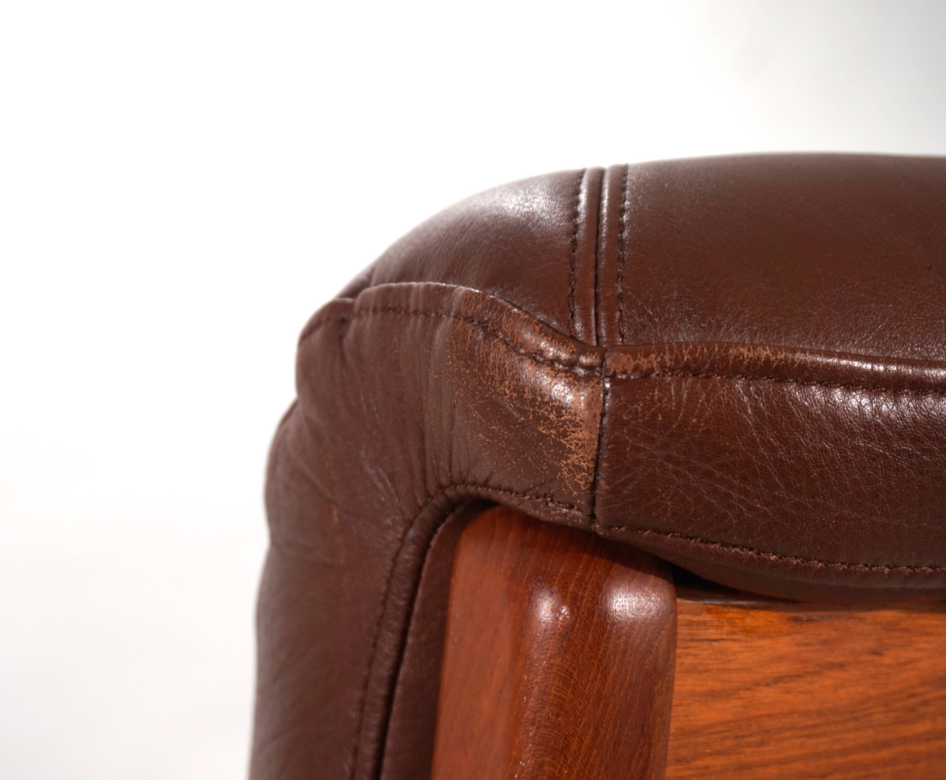 EMC teak leather armchair, 1960