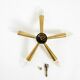 Original small mid-century modern brass Sputnik ceiling lamp with five arms