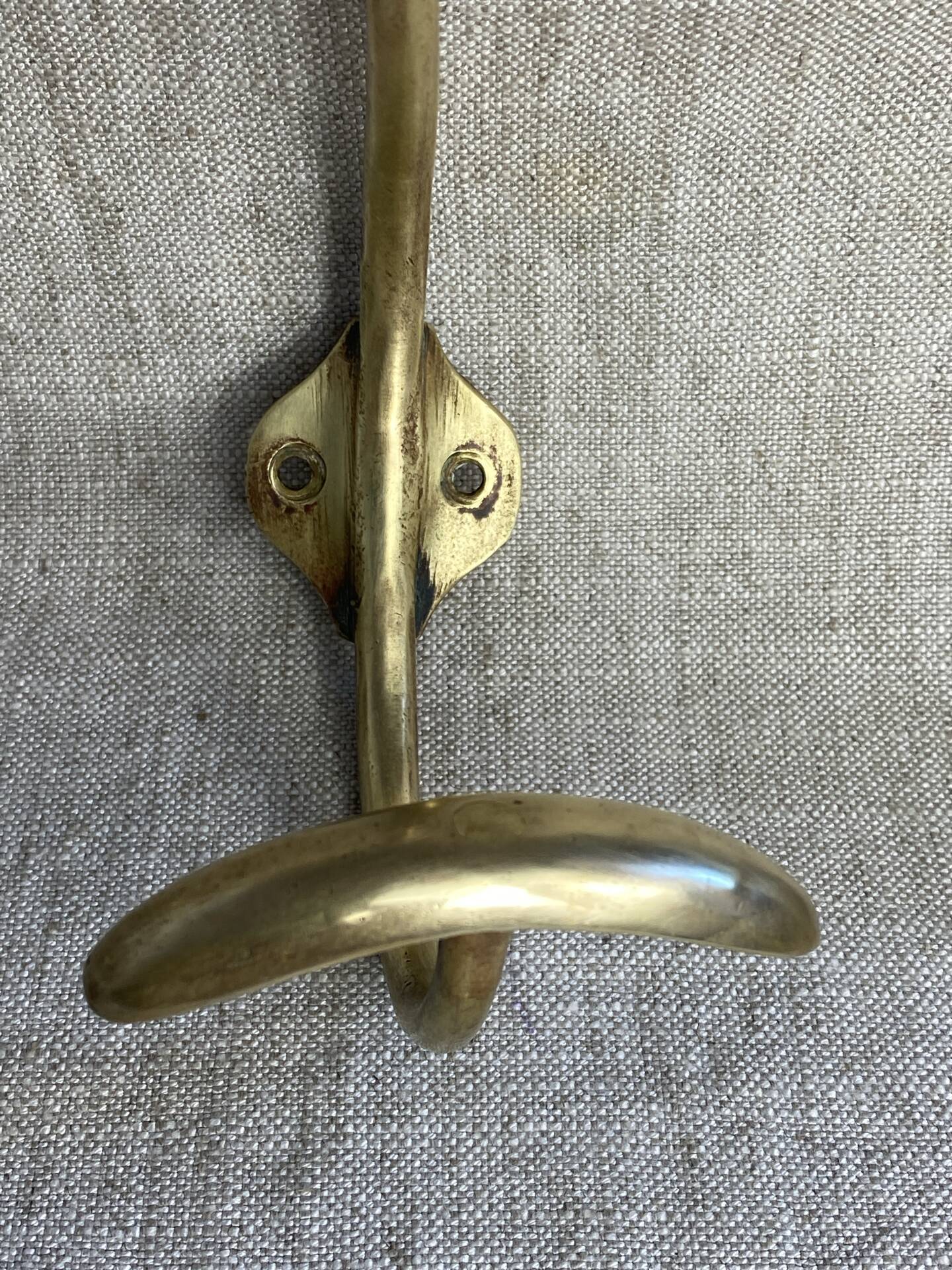 Pair of ball and hook coat hooks in brass