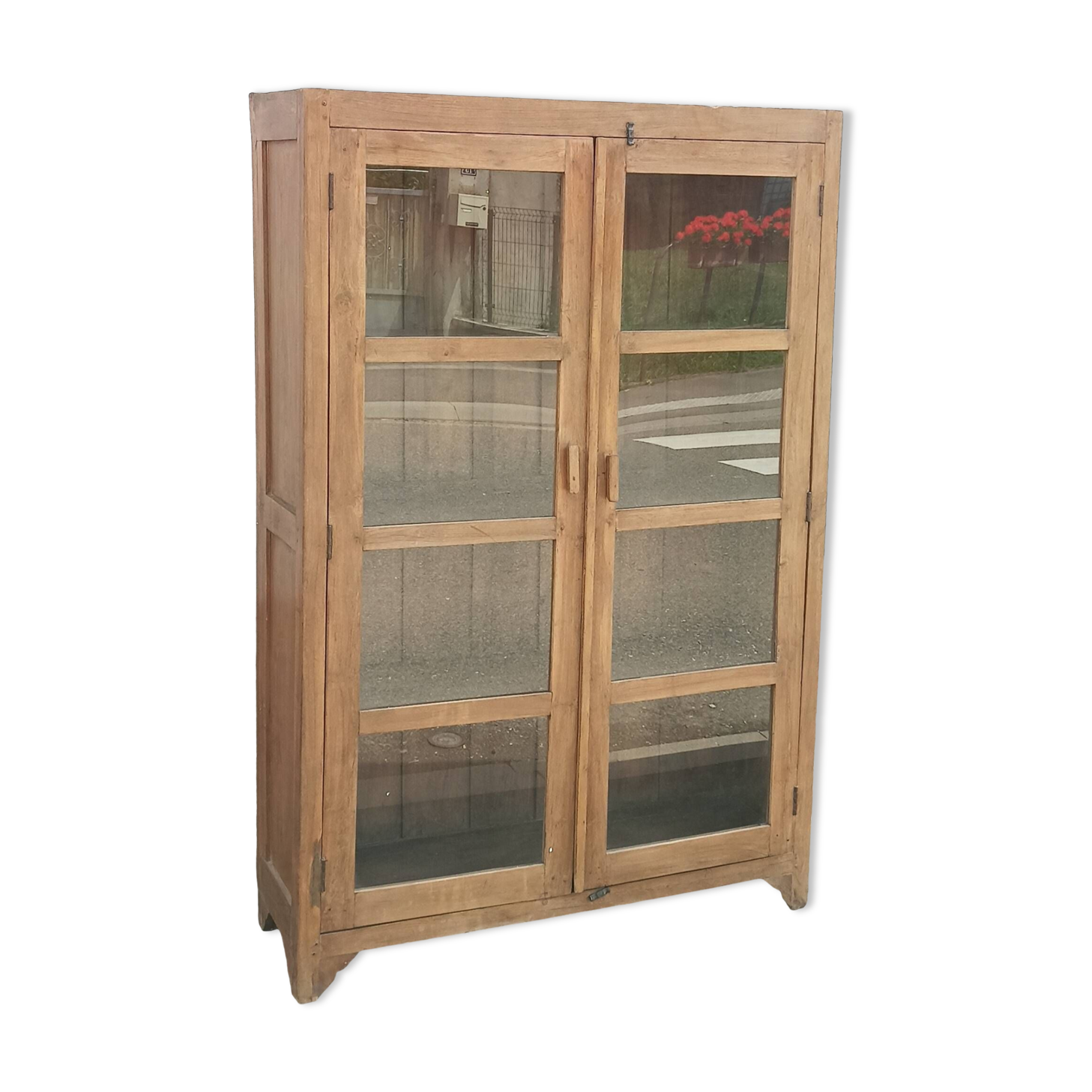 Old wooden glass cabinet