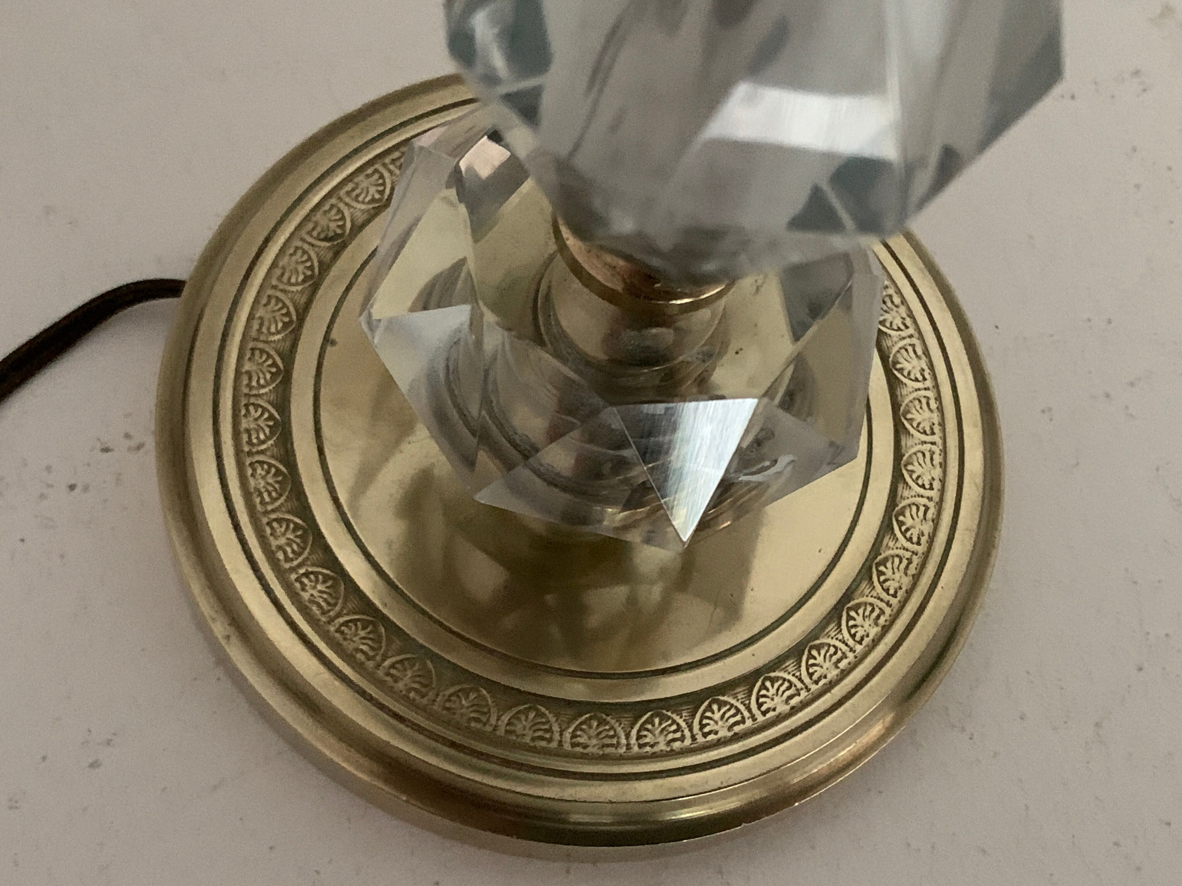 Pied de lampe en verre et métal doré