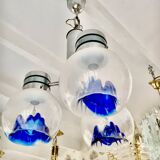 Mazzega globe verre murano chrome structure, Italie 1979