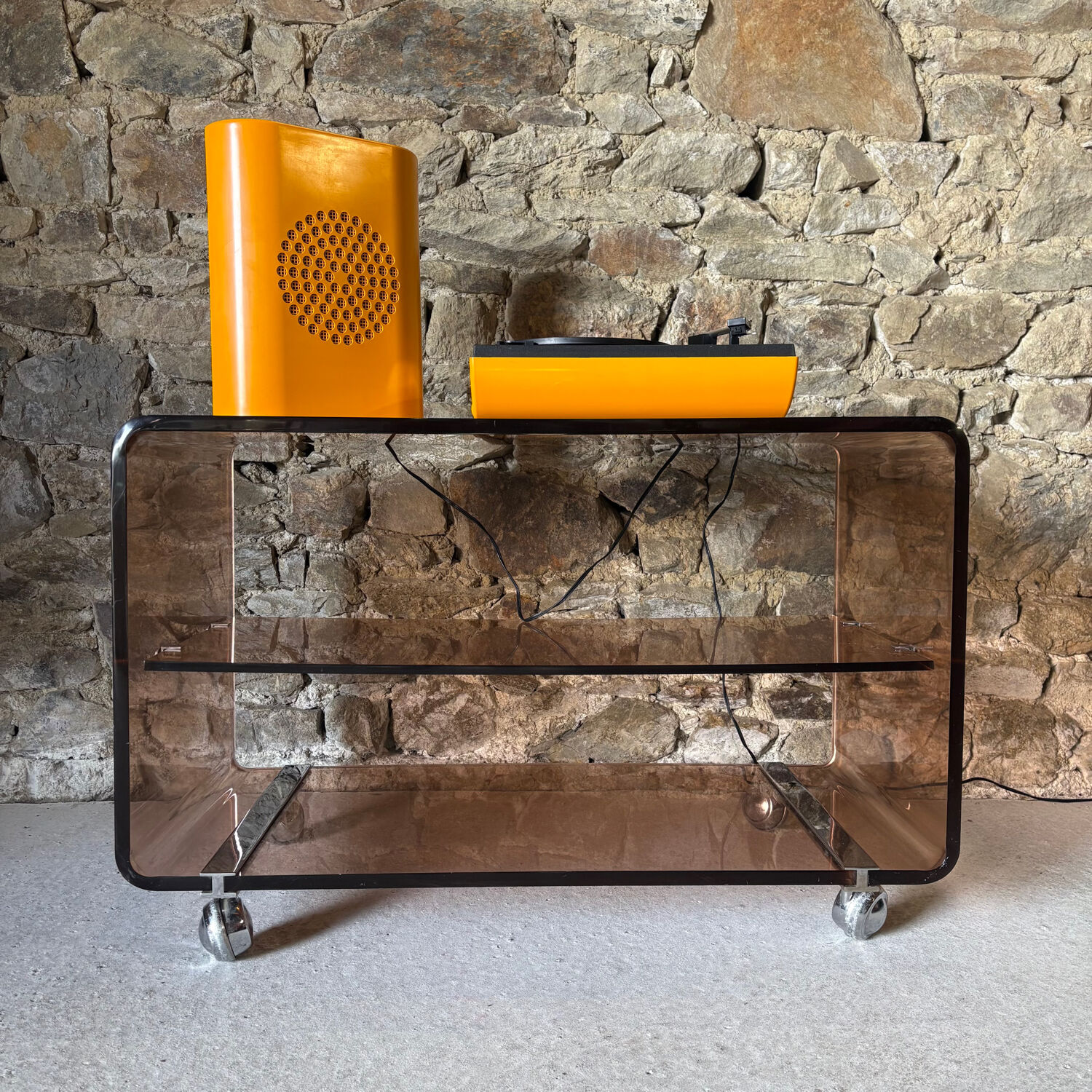 Smoked Plexiglas coffee table by Michel Dumas for Roche Bobois, 1970.