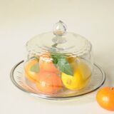 Antique Crystal Cheese Dome with Star Pattern Plate