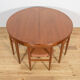 Table à manger en teck des années 50 et chaises par Hans Olsen pour Frem Røjle, Danemark, années 1960, ensemble de 5.