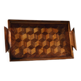 Plateau en bois ancien marqueterie