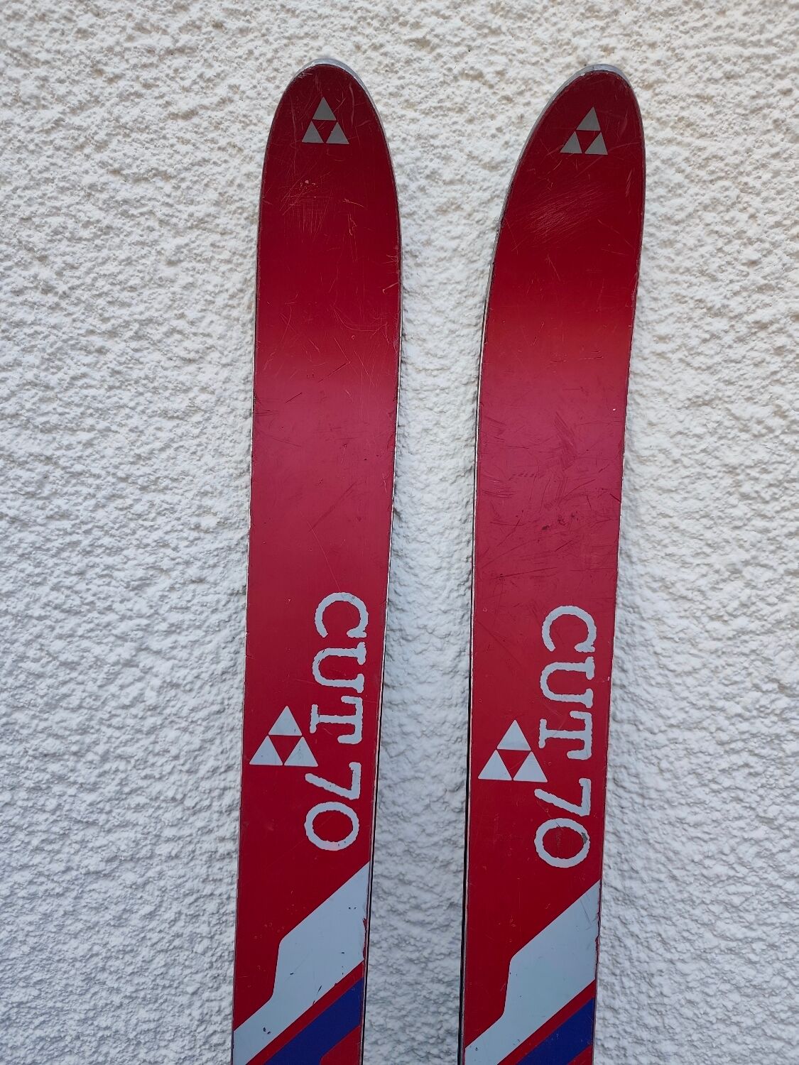 3 pairs of vintage skis: Rossignol Strato, ST 650 & Fischer.