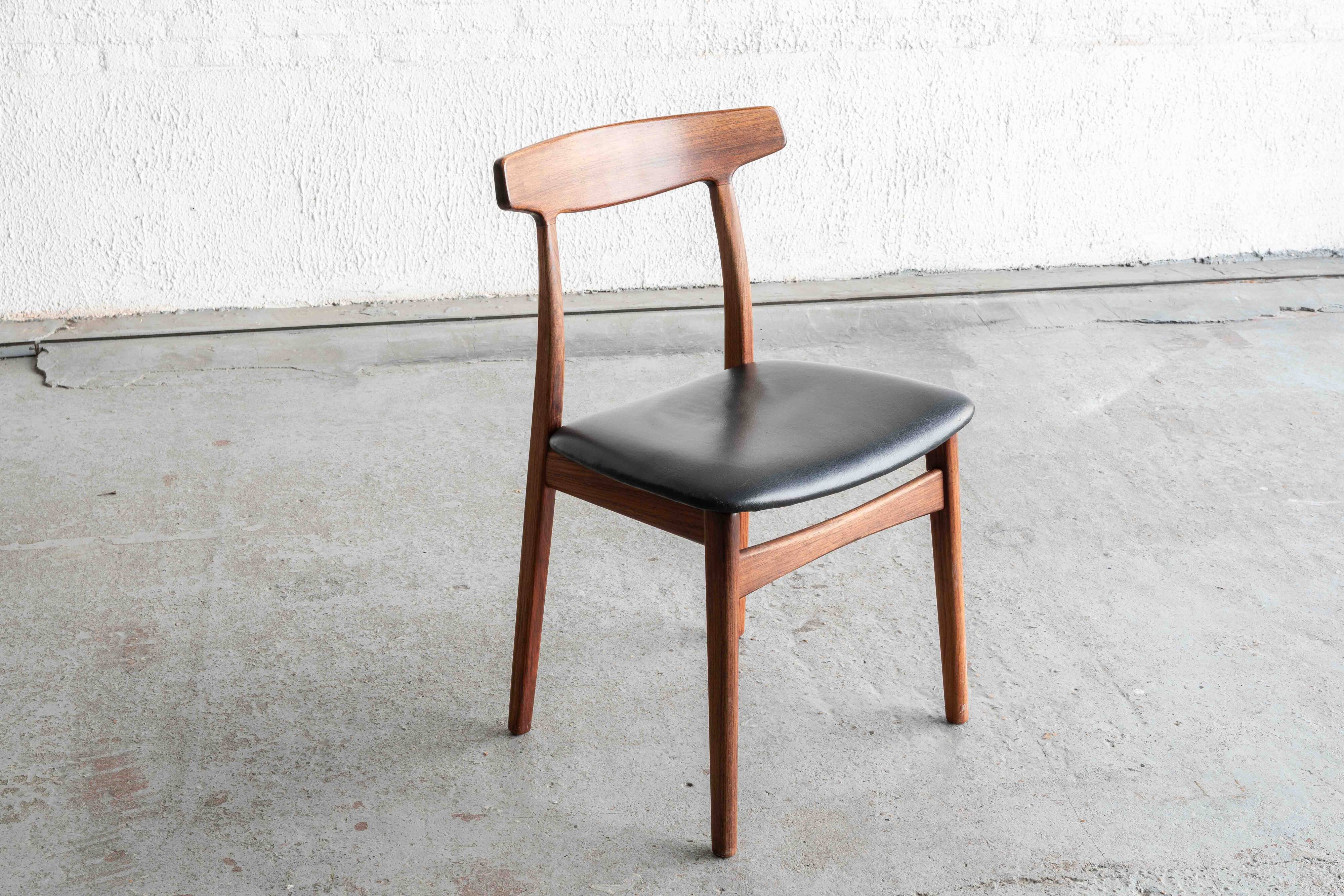 Dining chairs 'model 60' by Hennig Kjaernulf for Bruno Hansen, Denmark 1960