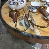 Scandinavian style sconces in gold metal and Wenge wood circa 1960