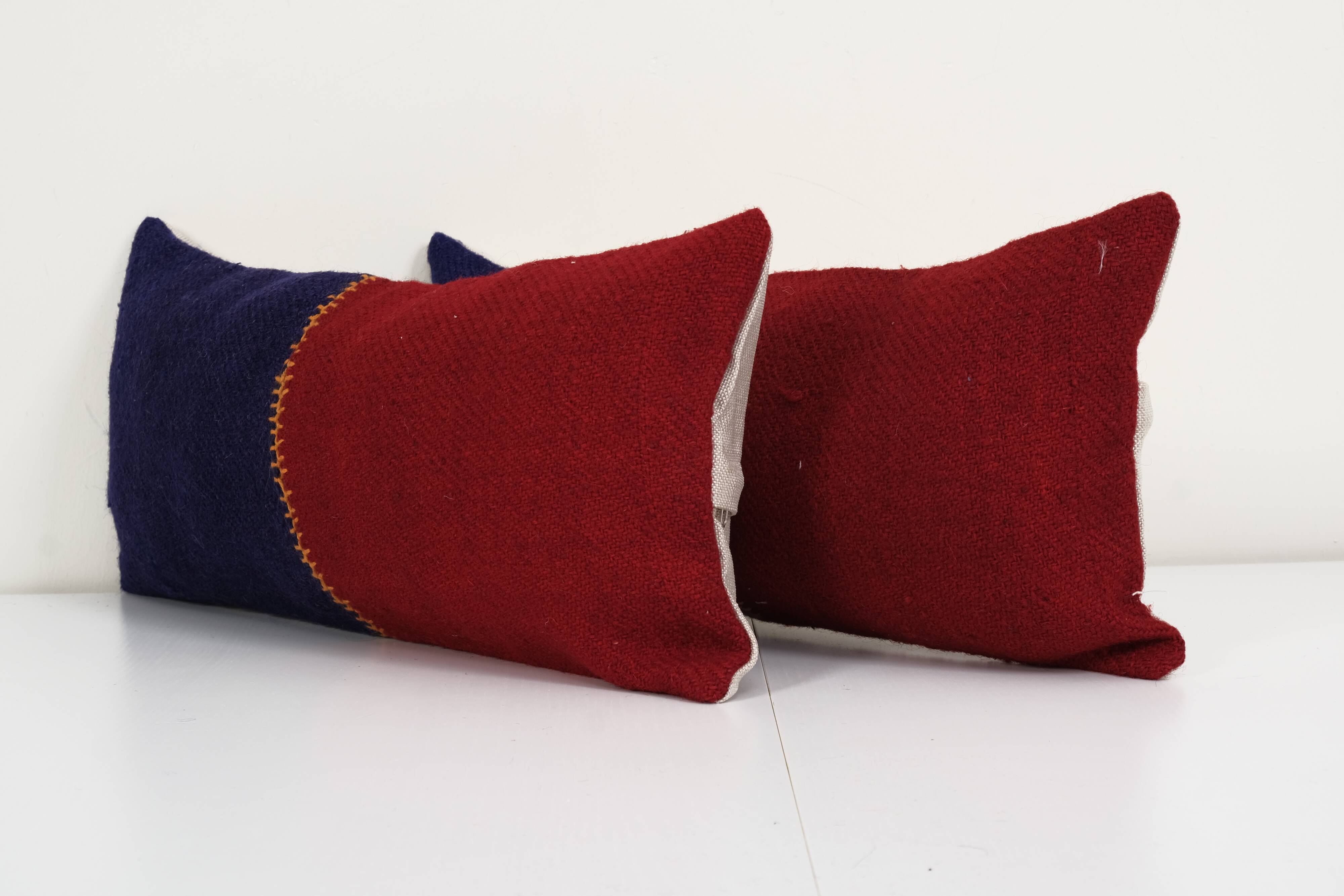 10" x 20" set of two oriental boho pillow kilim pillow cover chair pillow small oblong, set turkish