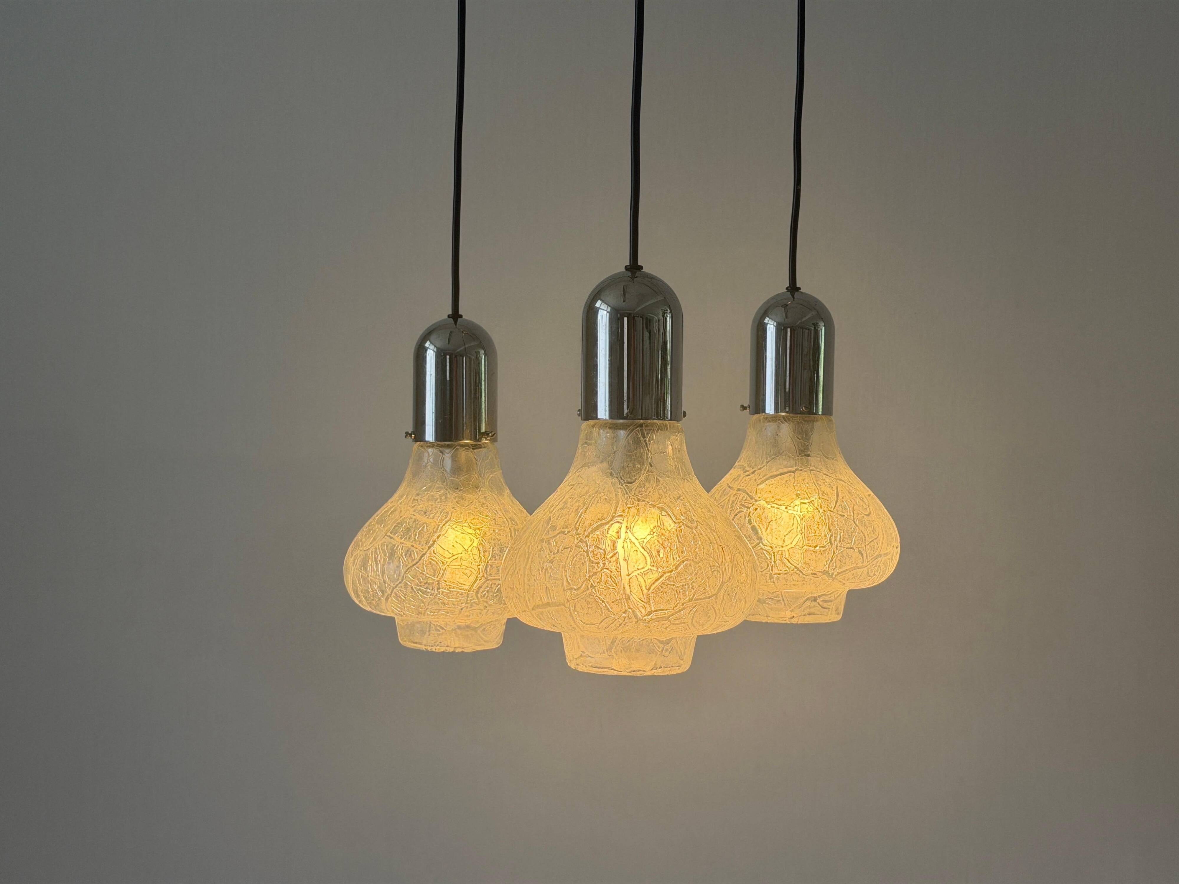 Cascade lamp with 3 glass and chrome shades by WILA, 1960s, Germany