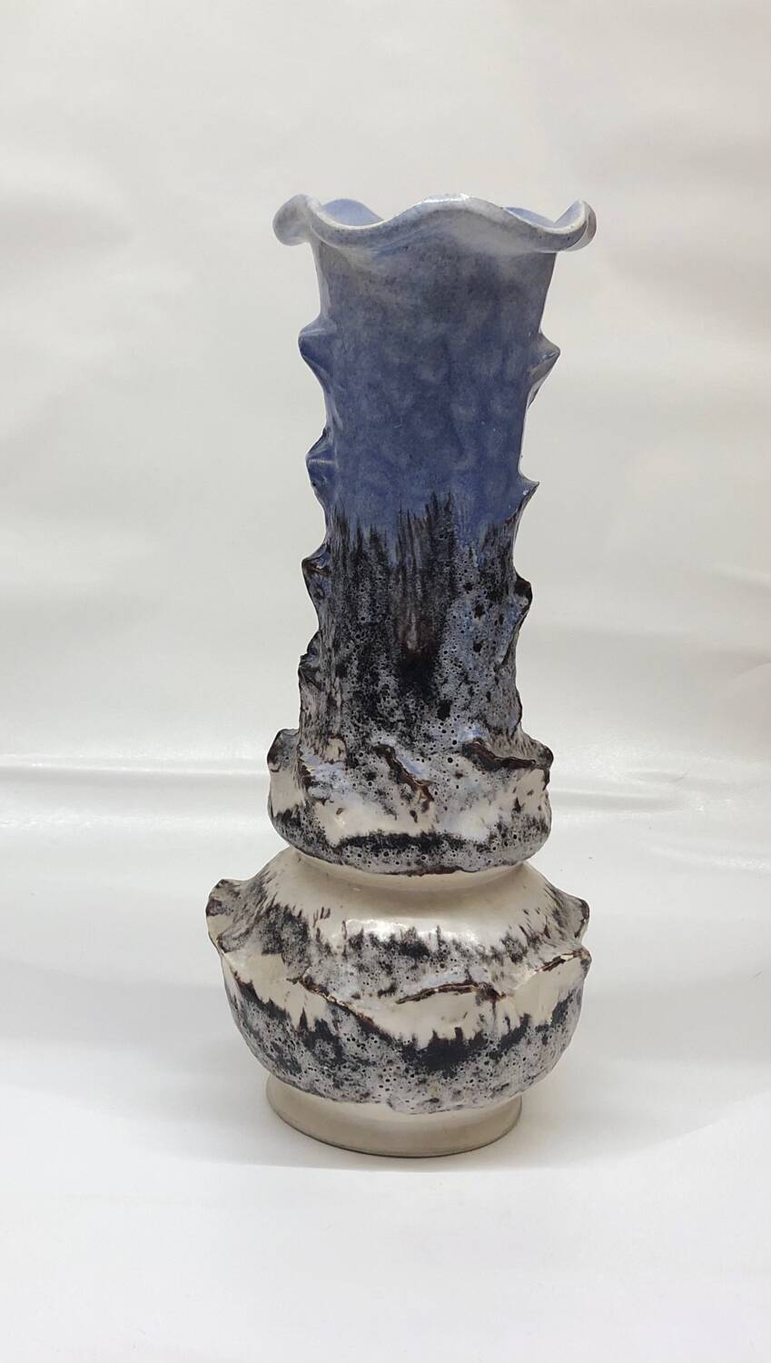 Vase fat lava blue gray Vallauris