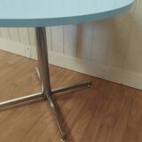 Vintage round table chrome and formica blue