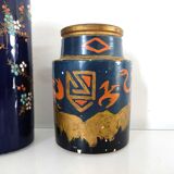 Two small vases, one with dragons and one scroll with peacock
