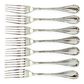 Christofle crossed ribbons, 7 dessert forks 17cm near new condition