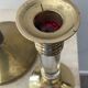 Duo of vintage brass and lucite candlesticks