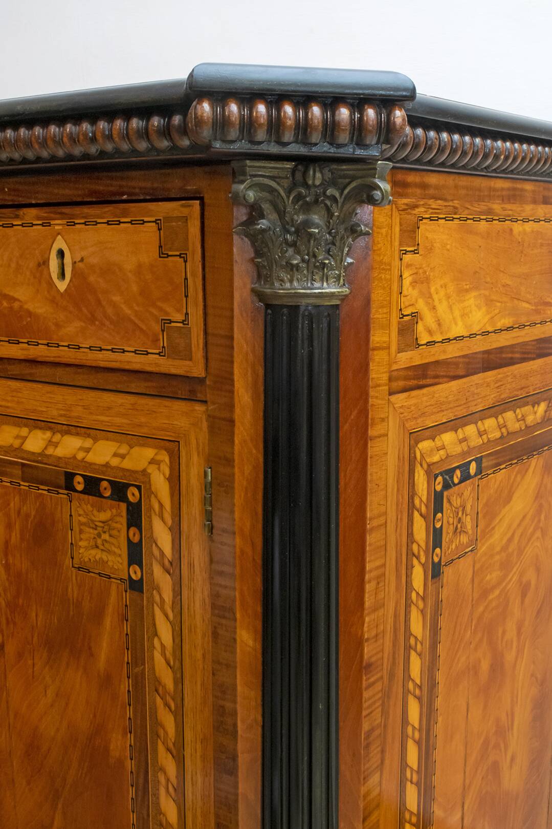 Napoleon III French Sideboard Inlaid with Geometric Floral Motifs, 1850
