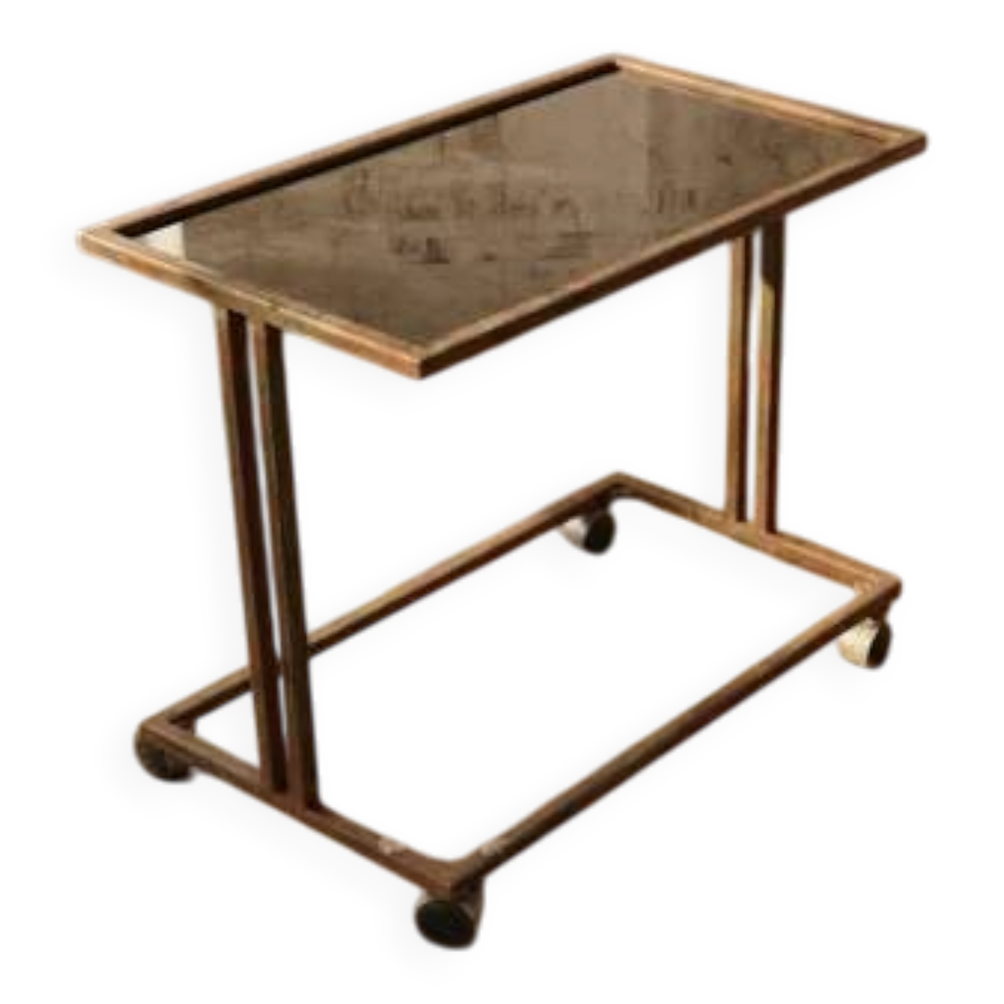Czechoslovak vintage serving trolley on wheels, mid-century bar cart, 1970s