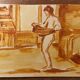 Red chalk watercolor portrait of a woman "study of coming out of the bath"
