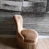 Small armchair toad in taupe velvet