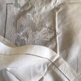 Nappe japonisante en fil de lin blanc