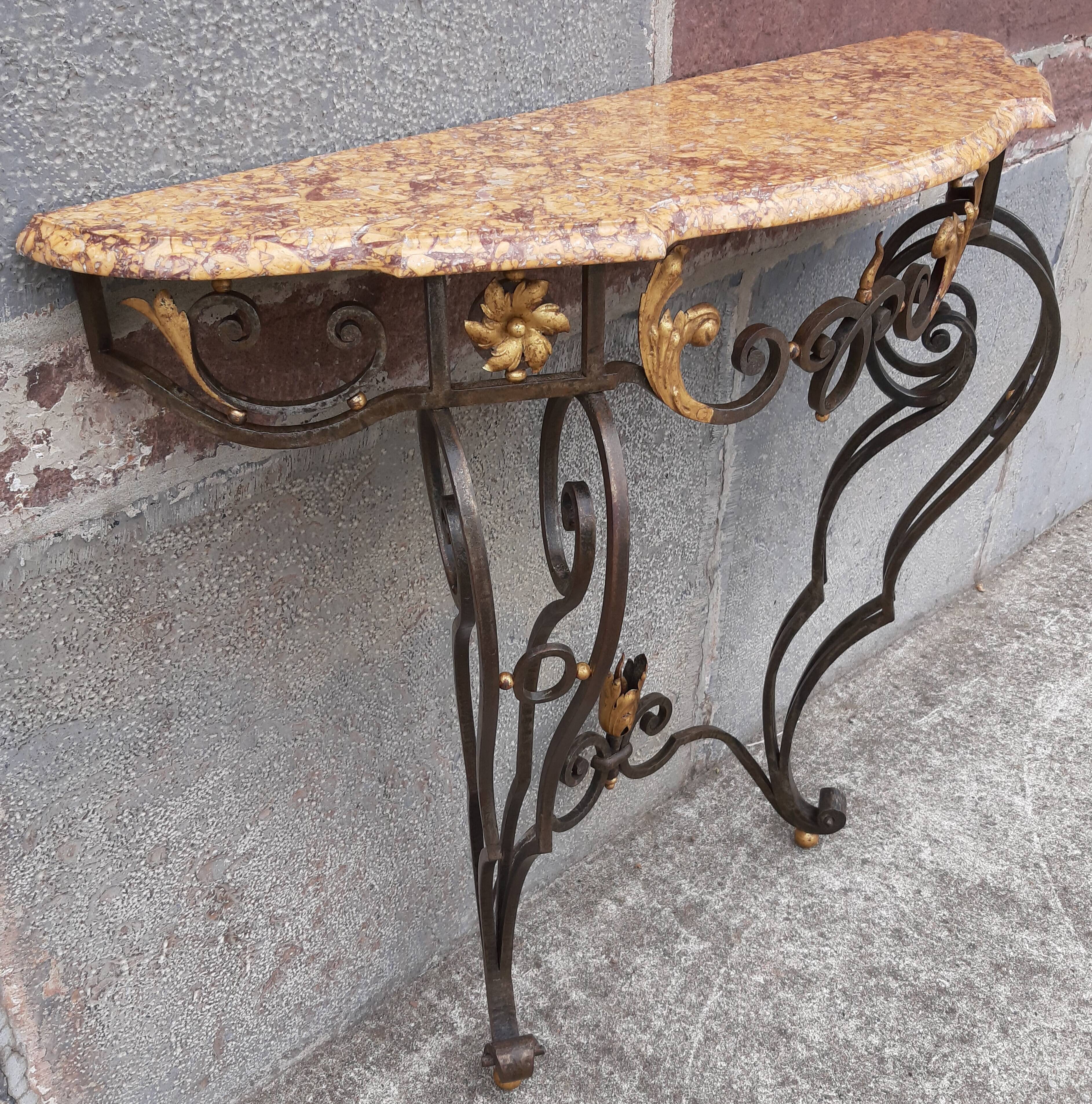 Console forged foot marble top